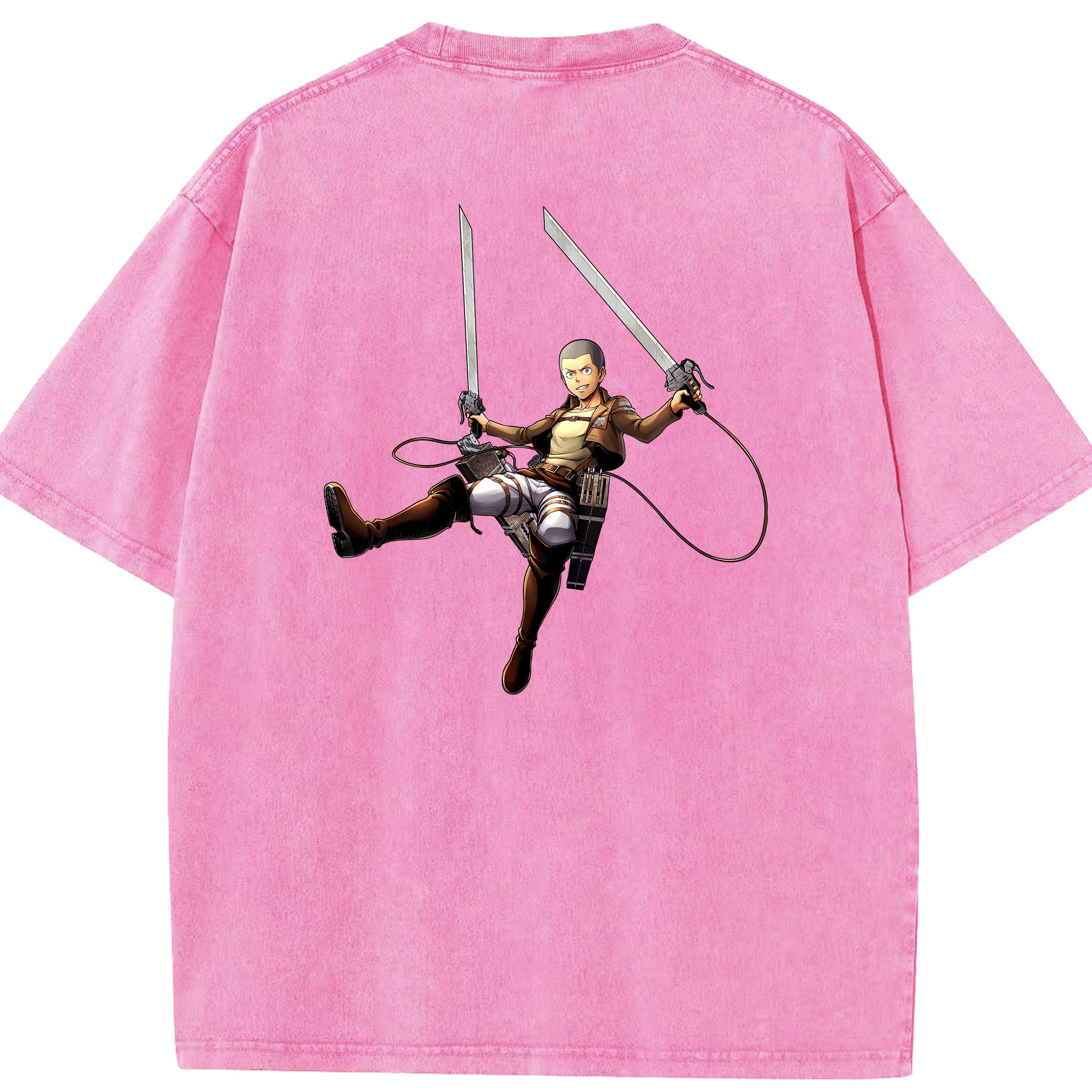 （画像用） 進撃の巨人 コニー·スプリンガー Attack on Titan Connie Springer 綿100% ヴィンテージ風 半袖Tシャツ（背面プリント）